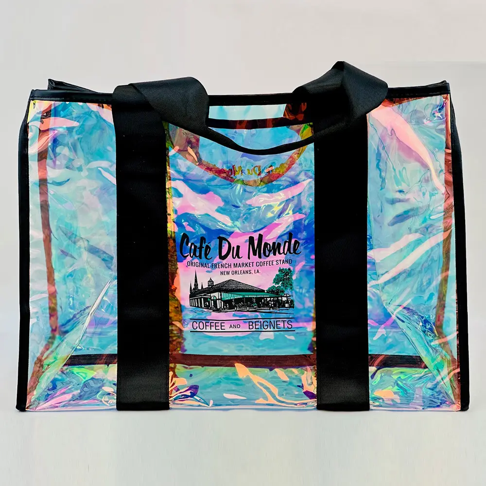 Iridescent Tote Black Straps