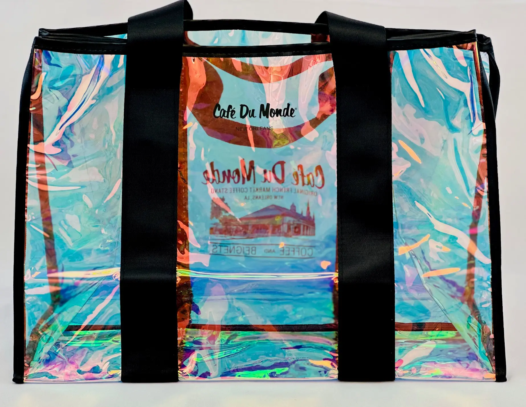 Iridescent Tote Black Straps